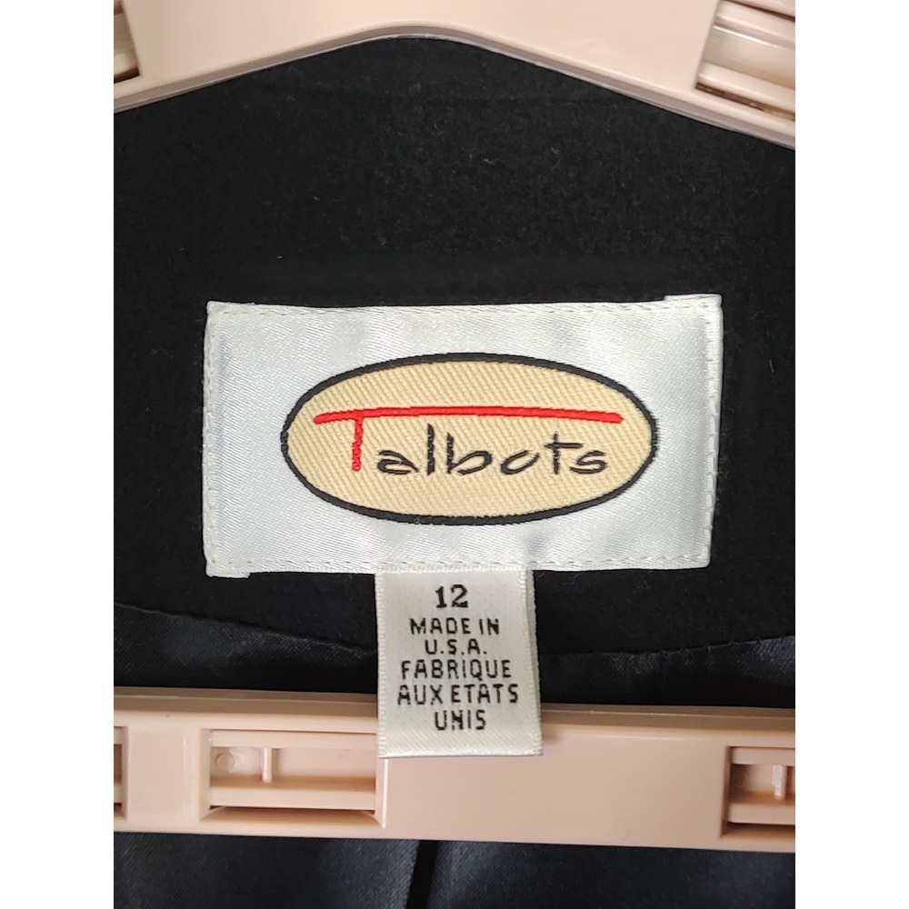 Talbots Black Wool Cashmere Blend Maxi Long Coat Made in USA Womens 12 Button - Picture 3 of 9